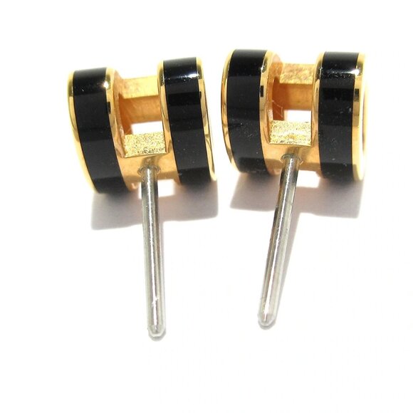 HERMES Mini Pop H Black Gold Hardware Earrings bran780-100325 - Picture 2 of 7